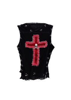 Gothic Cross Tank Top - Mabel Love Co Y2k Clothing Aesthetic, Chucky Dress, Gothic Tank Tops, Cross Tank Top, Y2k Denim, Fashion Collection Inspiration, Gothic Cross, Custom Top, Gothic Crosses