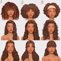 the different types of women's hair are shown in various poses and sizes,