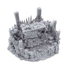 an image of a miniature castle made out of rocks