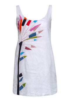 Current Boutique-Mara Hoffman - White Organic Linen Sleeveless Dress Sz XS French Girl Chic, Sleeveless Linen Dress, Embroidery Detailing, Chic Shop, Buy Shoes Online, Beach Chic, White Hot, Mara Hoffman, Organic Linens