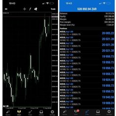 two screens showing different options for trading on the same screen, one with an upward arrow and