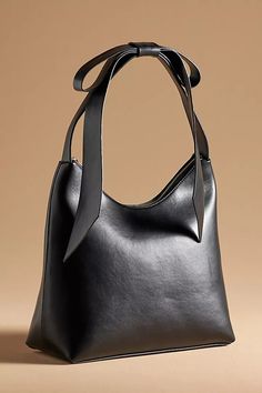 Bow Midi Shoulder Bag | Anthropologie Eyes Emoji, Beauty Finds, Black Leather Bag, Bag Sewing, Black Handbag, Legally Blonde, Shoulder Bags For Women, Nice Style