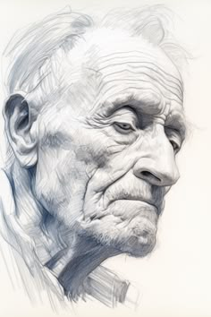 an old man's face is shown in this drawing