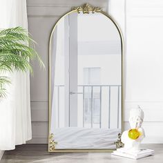 PRICES MAY VARY. Baroque Style: The wall mirror features a magnificent baroque style metal frame, carved with elegant wreaths and arches, adding some traditional charm to your home decoration Size: 22 x 47 inches with retro frame and gorgeous carved patterns, not only enhancing aesthetics, but also being sturdy, rust-proof, and anti-warping, making the arched wall mirror surface less prone to damage HD mirror: HD mirror to achieve high-definition 1:1 imaging. Arendahl traditional mirrors effecti Mirrors For Living Room, Gold Ornate Mirror, Shell Crown, Elegant Wreaths, Arched Wall Mirror, Gold Mirrors, Baroque Mirror, Living Room Mantel, Arched Wall