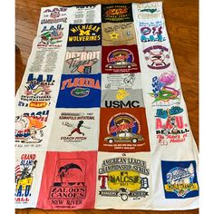 32939631313035 Mattress Size Chart, T Shirt Blanket, Hanging Room Dividers, Tshirt Blanket, Block Fonts, Perfect Squares, Twin Blanket, Concert Shirts, Blanket Sizes