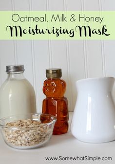 Oatmeal Milk and Honey Moisturizing Mud Mask Diy Peel Off Face Mask, Oatmeal Facial Mask, Honey Facial Mask, Oatmeal Face Mask, Oatmeal Mask, Honey Facial, Mask For Dry Skin, Homemade Oatmeal, Oatmeal Milk