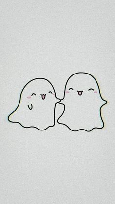 two ghost faces are shown in the middle of a drawing