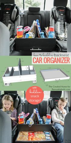 an advertisement for the back seat car organizer