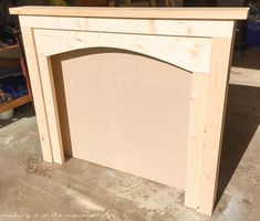 an unfinished fireplace mantel in the process of being built