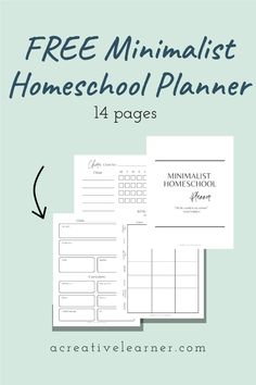 the free minimalist homeschool planner with text overlay