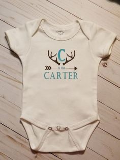 Personalized baby bodysuit, Monogram,Antlers,Hunting,baby boy, baby girl, baby shower, going home,in Baby Boy Hunting, Boy Onesies, Hunting Baby, Names Girl, Cricut Baby, Boy Onesie, Baby Boy Onesies, New Baby Boys, Trendy Baby