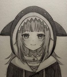 a drawing of an anime character wearing a hoodie