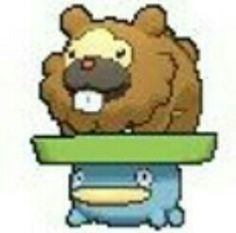 a cartoon bear sitting on top of a blue object