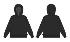 Black Hoodie Drawing, Hoodie Back View, Black Hoodie Template Front And Back, Hoodie Template Front And Back, Hoodie Gang, Hoodie Vector