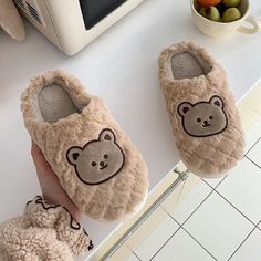 Stay cozy and stylish this winter in these Women's Cute Bear Slippers Soft Plush Flat Shoes with Non-Slip Bottom. Perfect for lounging around the house, these slippers come in five color options - Lotus root Pink, White 1, White2, khaki 1, and khaki 2 – and three sizes – 36-37, 38-39, and 40-41. The plush upper and non-slip bottom provide a comfortable and secure fit that will keep your feet warm and dry all winter long. Cozy Beige Slip-on Slippers, Winter Indoor Slippers With Plush Lining, Cozy Super Soft Slippers For Home, Cozy Super Soft Home Slippers, Cute Winter Slippers With Plush Lining, Winter Non-slip Indoor Slippers, Warm Indoor Slippers With Round Toe, Soft Slip-on Slippers For Loungewear, Cozy Closed Toe Slippers With Plush Lining