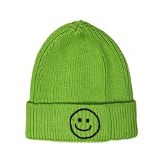 Green Smiley Beanie - Kids Rainbow Unicorn Birthday Surprise Apparel & Accessories - Winter - Kids - Hats Trendy Soft Knit Cotton Beanie, Trendy Beanie For Spring, Trendy Spring Beanie One Size, Trendy Spring Beanie, Playful Cotton Beanie, Trendy Knitted Spring Beanie, Trendy Knitted Beanie, Trendy Green Beanie Hat, Trendy Green Warm Hats