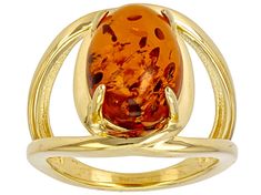 14x10mm Oval Amber 18k Yellow Gold Over Sterling Silver Ring. Measures Approximately 0.93"L x 0.76"W. Not Sizeable. Modern Gold Jewelry With Oval Cabochon, Oval Amber Jewelry For Formal Occasions, Modern Amber Oval Ring, Modern Yellow Gold Jewelry With Oval Cabochon, Elegant Oval Amber Rings, Oval Amber Hallmarked Rings, Elegant Amber Oval Rings, Gold Oval Cabochon Rings, Formal Amber Oval Cabochon Rings