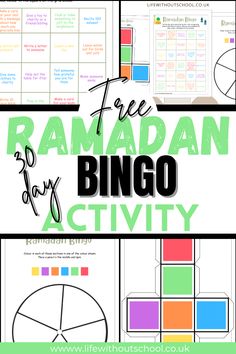 A 30 day Ramadan Bingo Activity challenge for kids. Keep your kids engaged this Ramadan with this awesome Bingo Activity. 30 deeds for 30 days. FREE Printable PDF worksheets. A challenge every day during Ramadan, with a fun spinner and dice