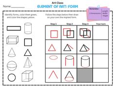 the worksheet for an art class showing how to draw shapes