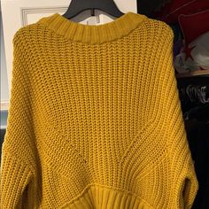 Brand New With Tag, Darker Yellow Knit Sweater. Real Cute And Comfy Yellow Textured Knit Sweater, Yellow Casual Sweater, Oversized Yellow Knit Sweater, Cozy Yellow Knit Sweater, Yellow Knit Top For Fall, Oversized Yellow Chunky Knit Sweater, Yellow Knit Sweater For Fall, Fall Yellow Knit Top, Cozy Yellow Sweater For Layering