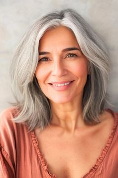 Shaggy Hairstyles With Bangs, Sassy Short Haircuts, Sassy Hair Older Women, Gray Hairstyles For Women, Long Bob Balayage, Hair Older Women, Gray Hairstyles, Gray Balayage, Embrace Natural Beauty