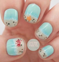 Can't Let Go of Summer Nautical Nails, Beach Nail Art, Beach Nail Designs, Fingernail Designs, Manicure Gel, Spring Nail Art, Beach Nails, Nail Art Summer