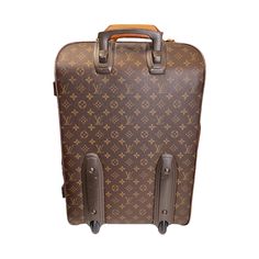 We are offering this Louis Vuitton Pegase 45 rolling suitcase. Made in France, it is crafted the classic brown Louis Vuitton monogram coated canvas with leather trimming with a leather corner accent and gold-tone brass hardware. It features a frontal slip pocket with a zipper pocket inside. It has a zipper closure that opens up to a very spacious interior with brown canvas lining and it features a clothes divider strap. It has dual compact wheels as well as protective hardware at the base and si Clothes Dividers, Leather Luggage Tags, Leather Luggage, Gold Ounce, Brown Canvas, Brass Hardware, Luggage Tags, Leather Trims, Zipper Pocket