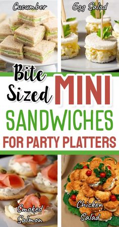 Finger Sandwiches For A Crowd - 37 Make Ahead Mini Sandwiches For Party Platters Azerbaijan Recipes, Rv Snacks, Potluck Favorites, Tea Party Sandwiches Recipes, Finger Foods Easy Party, Tea Party Sandwiches, Sandwiches Recipes