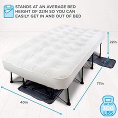 an image of a bed with measurements for the top and bottom mattresses on it