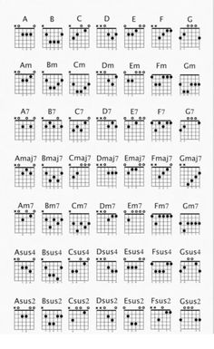 the guitar chords are arranged in several different styles and sizes, including one for each player