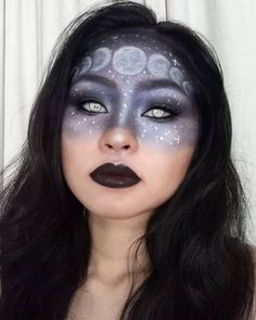 Face Paint Ideas Adults, Halloween Face Paint Adult, Adult Face Paint Ideas, Moon Face Paint, Moon Witch Costume, Face Paint Adult, Moon Goddess Makeup, Adult Face Paint