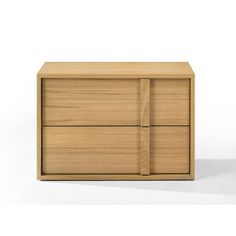 a wooden dresser with two drawers on one side and an open drawer on the other