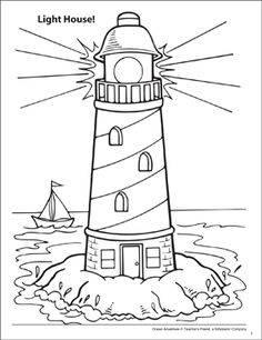 a lighthouse with the words light house on it and an image of a boat in the water