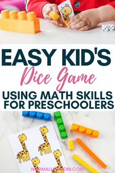 an easy kids's dice game using math skills for preschoolers to play with