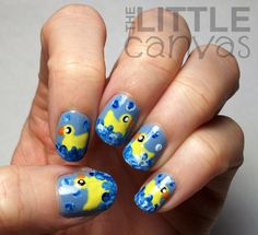 Rubber Ducky Nail Art Revisited! The Little Canvas Nail Designs Duck, Duck Nail Art, Duck Nail Designs, Nails Animals, Duck Nail, Nails Light Blue, Nail Art Fun, Duck Rubber, Fun Nail Ideas