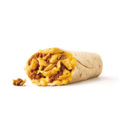 a burrito filled with cheese and meat