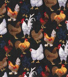 Width: 44 InchesContent: 100% CottonCare: Machine Wash Gentle Cold, Non - Chlorine Bleach, Tumble Dry Low, Warm IronImported Fabric Chicken, Chicken Fabric, Farm Chickens, Black Chickens, Happy Farm, Black Cotton Fabric, Novelty Fabric, Chicken Farm, Diy Quilt