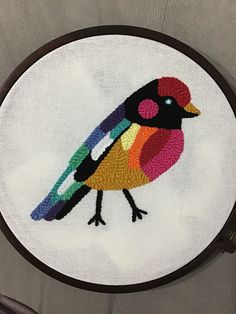 a colorful bird painted on a white background