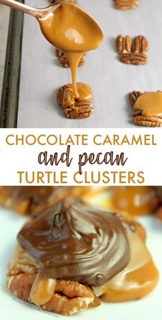 chocolate caramel and pecan turtle clusters are the perfect dessert to serve at any party