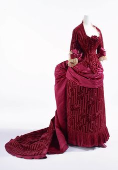 1870 Dress, Jeanne Paquin, 1870s Fashion, Magenta Dress, Gaun Fashion