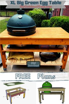 an outdoor bbq table with free plans and instructions to build the grill on it