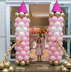 Princess Theme Balloon Garland, Princess Peach Balloon Decor, Aurora Birthday Party Decorations, Disney Princess Bday Party Ideas, Princess Party Dessert Table, Princess Birthday Balloon Garland, Princess Theme Balloon Decoration, Once Upon A Time Birthday Party Ideas, 5th Birthday Princess Theme