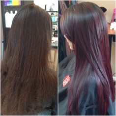 Dark Cherry Red And Black Hair, Black To Red Hair Before And After, Burgundy Hair Transformation, Brunette To Red Hair Before And After, Brown To Red Hair Before And After, Cabello Chocolate Cherry, Calm Down Selena Gomez, Dark Red Almost Black Hair, Red Violet On Dark Hair