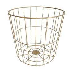 a metal wire basket with a round hole in the middle