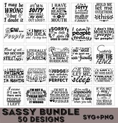 the sassy bundle includes 50 designs for svp - png and dxf