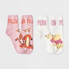 Wear these 2-Pack Disney Winnie The Pooh Cozy Ankle Socks to join Winnie on his fun adventures. These ankle socks are made from midweight fabric with spandex for cozy and stretchy comfort. This pack includes two printed pairs of socks — one in pink featuring a Tigger graphic and the other in ivory with a Winnie the Pooh graphic — for cute style. Winnie The Pooh Jeans, Winnie The Pooh Socks, Winnie The Pooh Shoes Womes, Winnie The Pooh Pajamas Women, Winnie The Pooh Water Bottle, Mom Dr, Fun Adventures, Sock Packs, Cute Style