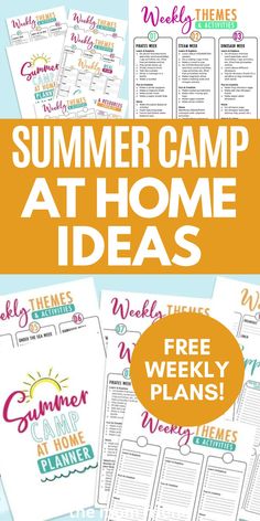 summer camp at home ideas with free printables for kids and adults to use