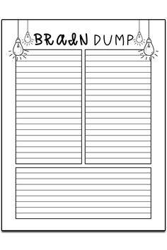 a printable page with the words brain dump on it