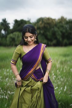 Half Saree Designs Simple, Traditional Half Saree Designs, Indian Dress Up, Blue Blouse Designs, Long Skirt And Top, Half Saree Lehenga, Attractive Dresses, Traditional Blouse Designs