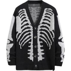 Questions? Leave A Comment Below! Winter Sweater Coat, Áo Len Cardigan, Y2k Sweater, Skeleton Print, Halloween Sweater, Sweater Oversize, Printed Cardigan, Knitted Cardigan, Sleeve Cardigan